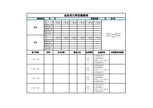 业务人员日拜访线路表