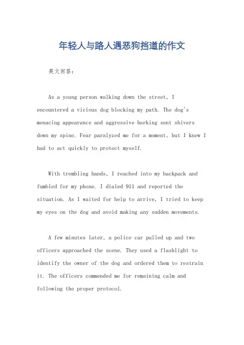 年轻人与路人遇恶狗挡道的作文