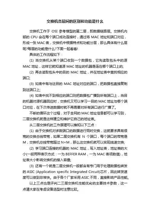 交换机各层间的区别和功能是什么