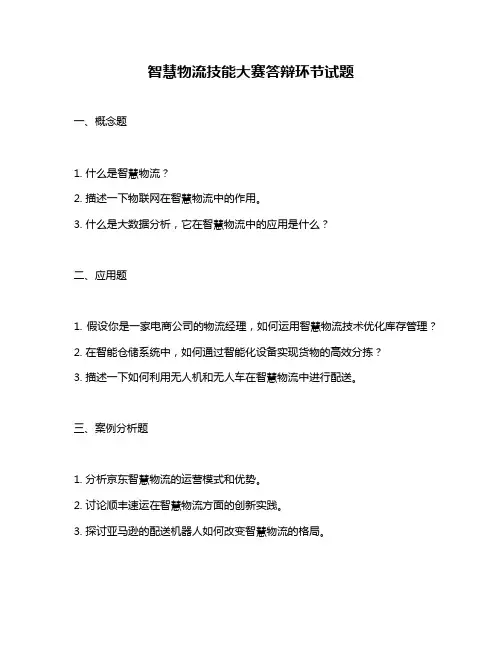 智慧物流技能大赛答辩环节试题