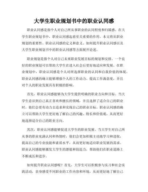 大学生职业规划书中的职业认同感