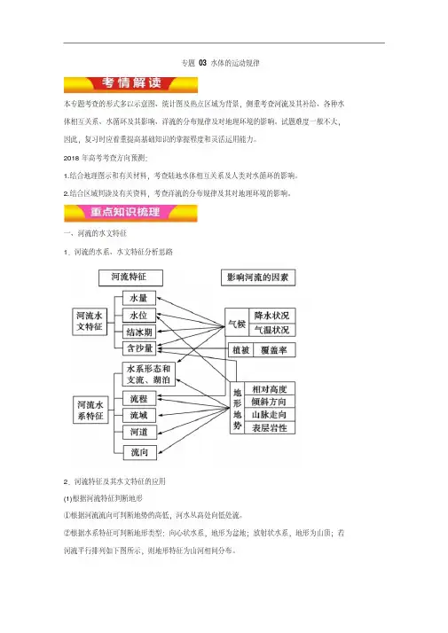 专题03水体的运动规律讲学案-2018年高考地理二轮复习资料含解析精品