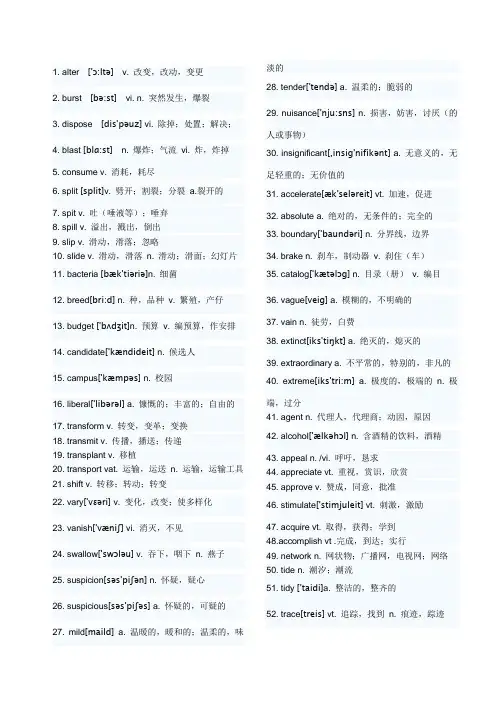 大学英语四六级高频词汇(带翻译)700教程文件