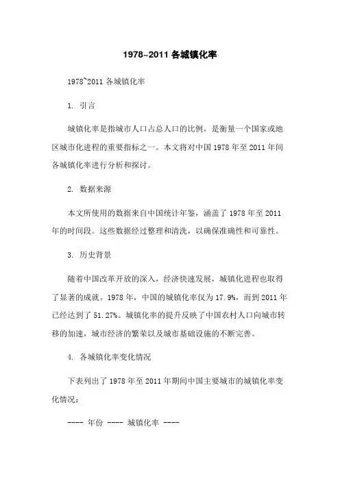 1978~2011各城镇化率-无删减范文