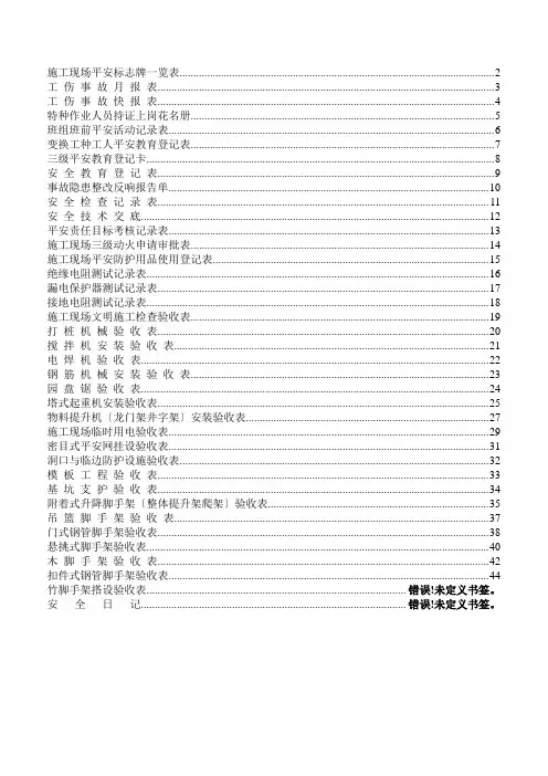 各种安装验收表