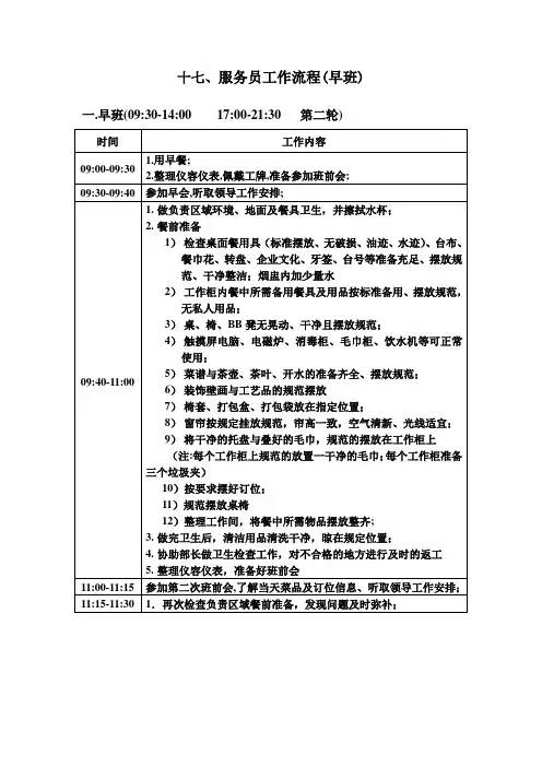 服务员岗位工作流程