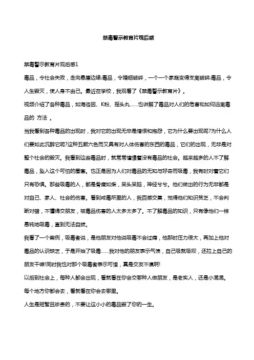 禁毒警示教育片观后感