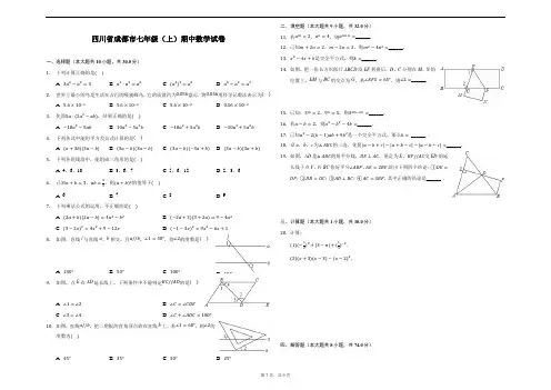 四川省成都市七年级(上)期中数学试卷(附答案解析)