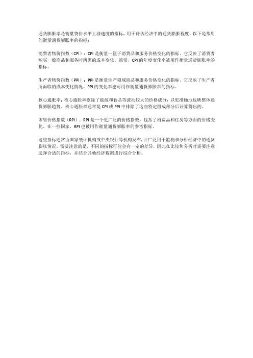 通货膨胀率衡量指标