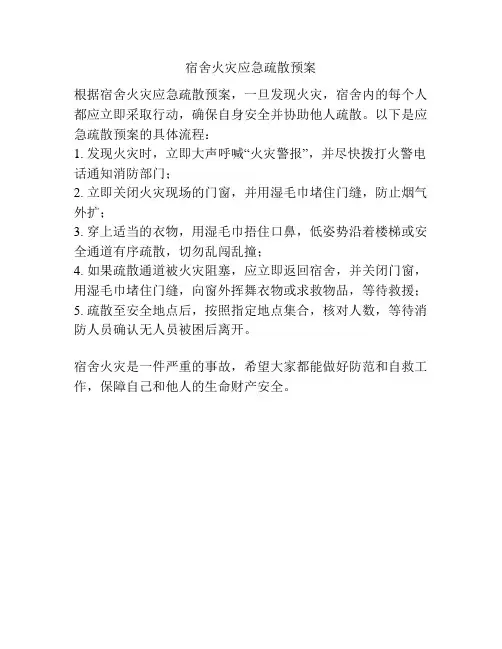 宿舍火灾应急疏散预案
