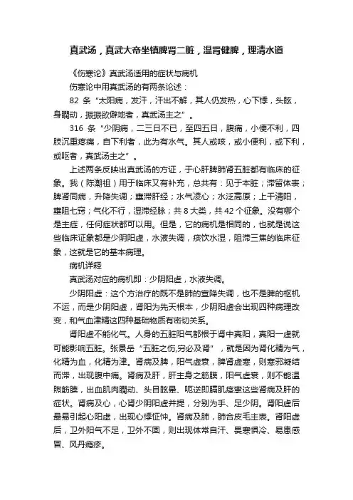 真武汤，真武大帝坐镇脾肾二脏，温肾健脾，理清水道