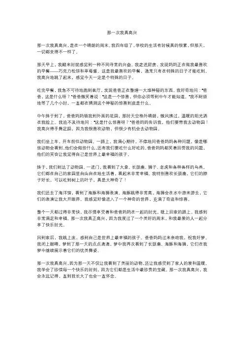 那一次我真高兴优秀作文5篇