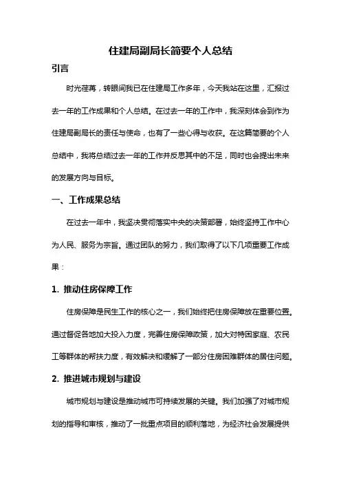 住建局副局长简要个人总结