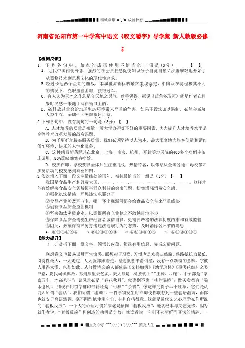 人教版高中语文必修5《咬文嚼字》导学案13