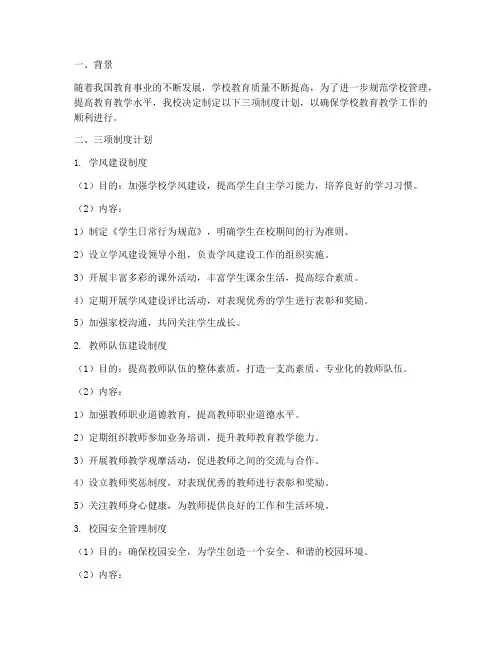 学校三项制度计划