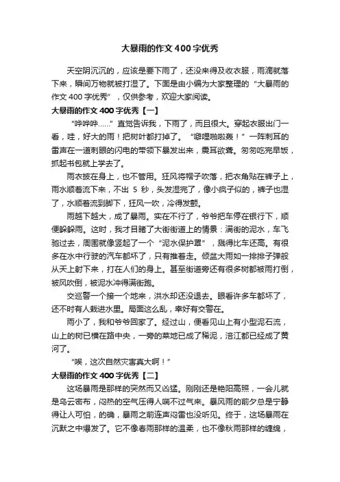 大暴雨的作文400字优秀