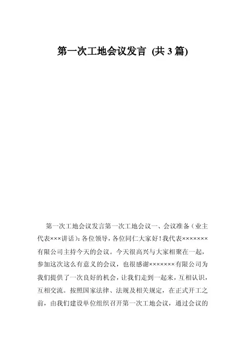 第一次工地会议发言（共3篇）