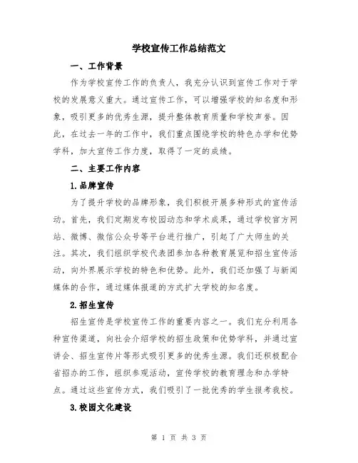 学校宣传工作总结范文