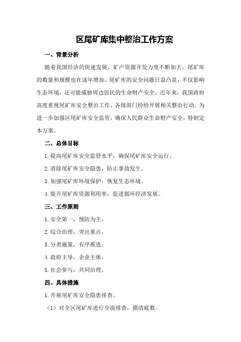 区尾矿库集中整治工作方案