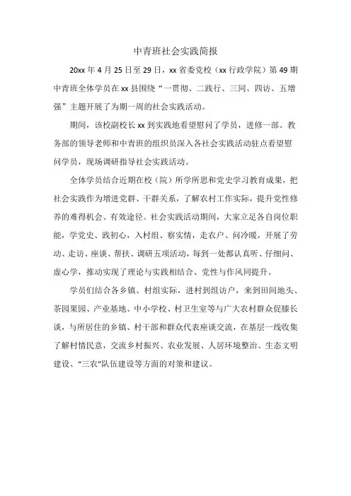 中青班社会实践简报