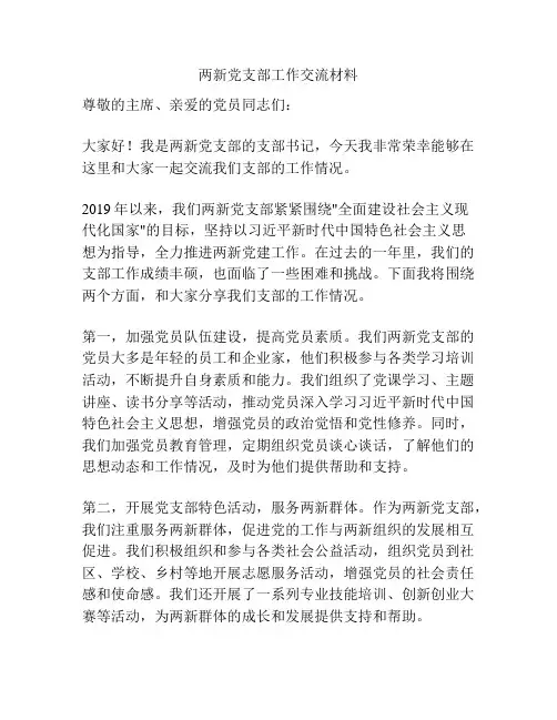 两新党支部工作交流材料
