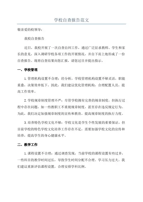 学校自查报告范文