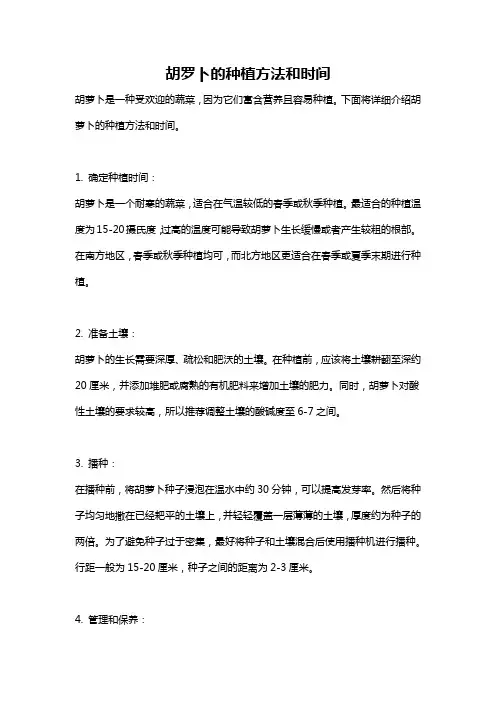 胡罗卜的种植方法和时间