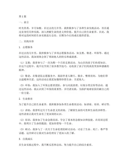生命实践总结报告范文(3篇)