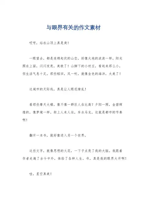 与眼界有关的作文素材