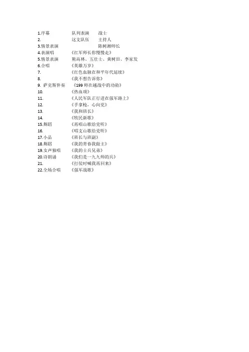 八一晚会节目单