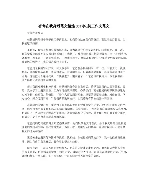 有你在我身后范文精选800字_初三作文范文