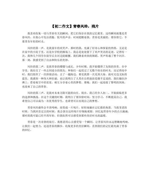 【初二作文】青春风铃,残片