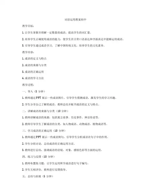 词语运用教案初中