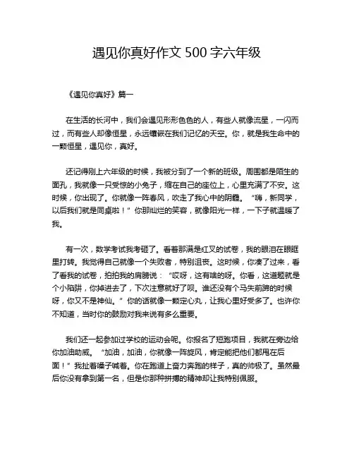 遇见你真好作文500字六年级