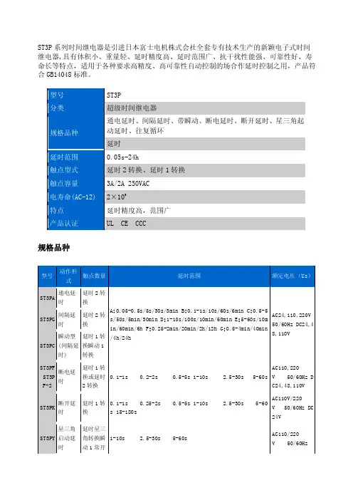 ST3P系列时间继电器技术资料