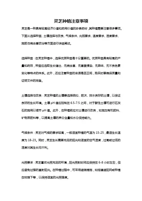 灵芝种植注意事项