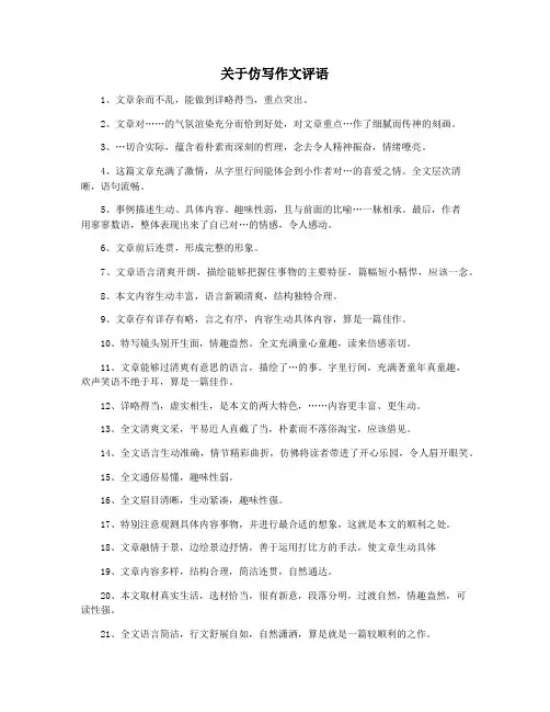 关于仿写作文评语