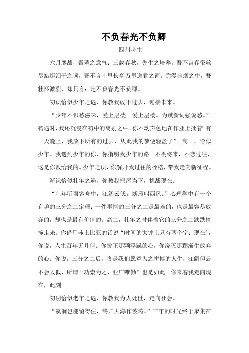 精选高考作文:不负春光不负卿