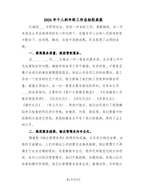 2024年个人的年终工作总结经典版(4篇)