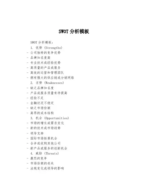 SWOT分析模板