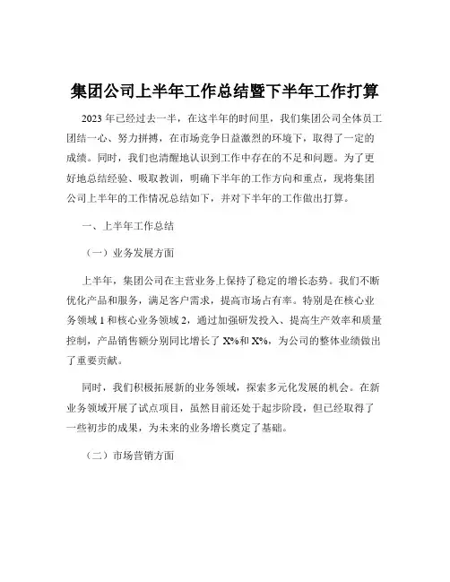 集团公司上半年工作总结暨下半年工作打算