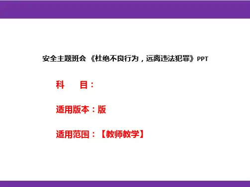 安全主题班会 《杜绝不良行为,远离违法犯罪》PPT