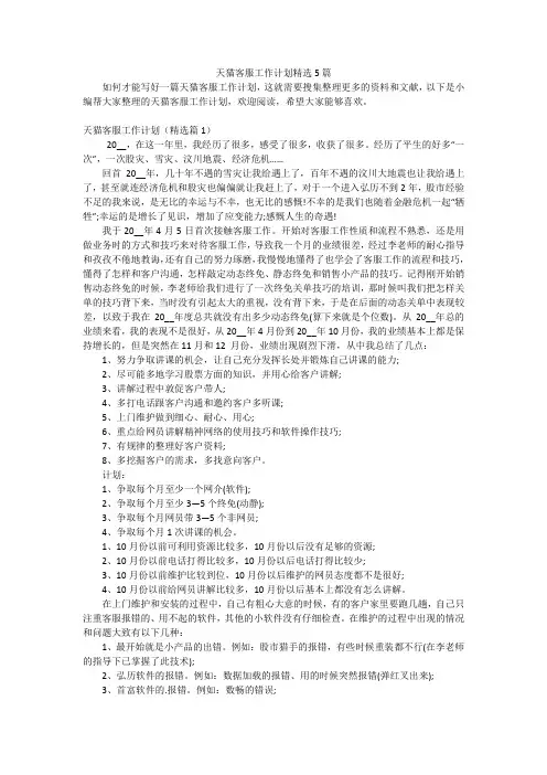 天猫客服工作计划精选5篇