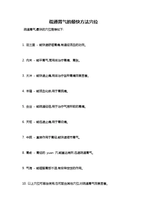 疏通胃气的最快方法穴位