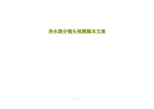 净水器分镜头视频脚本文案