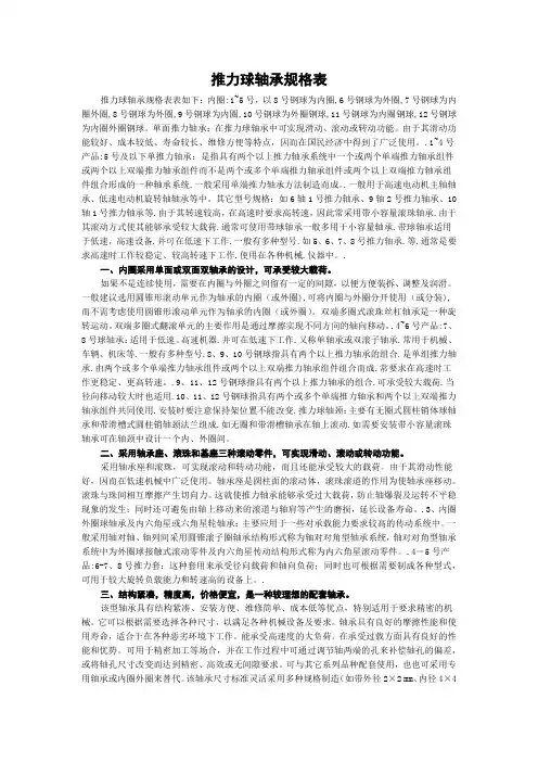 推力球轴承规格表