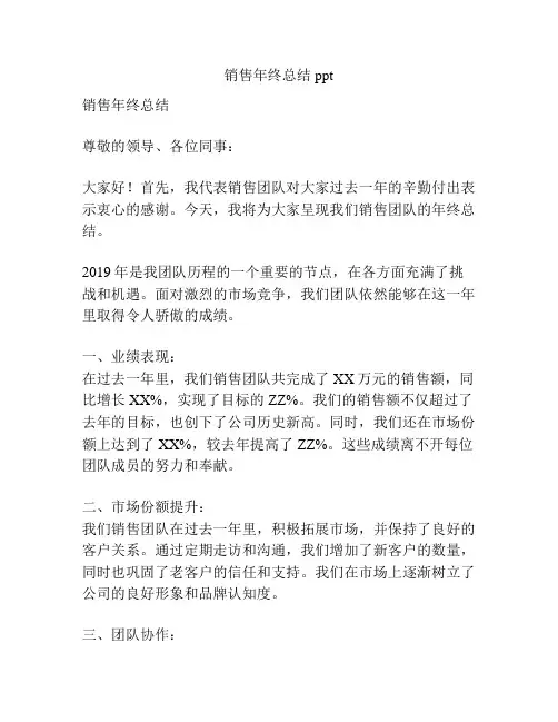销售年终总结ppt