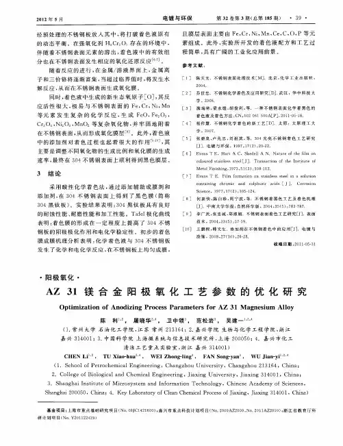 AZ31镁合金阳极氧化工艺参数的优化研究
