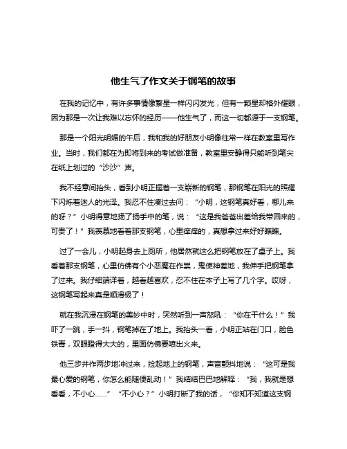 他生气了作文关于钢笔的故事