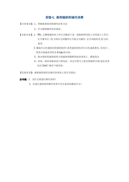 愈伤组织的继代培养